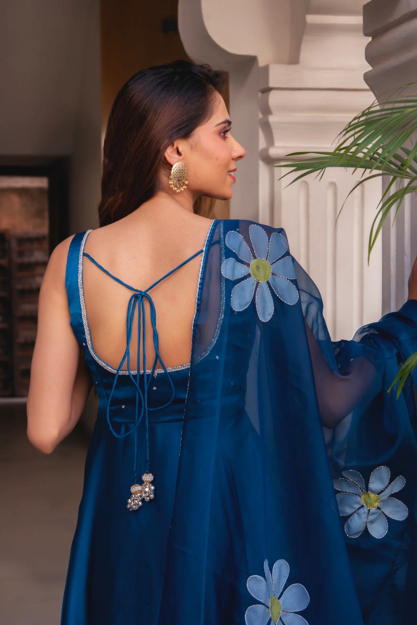 BLUE SATIN SUIT SET